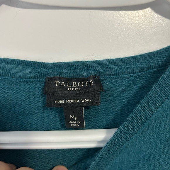 Talbots Merino Wool Teal Flowy Batwing Sleeve Top - Picture 3 of 7